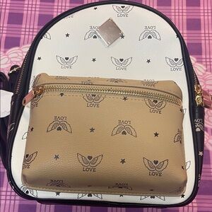 Chic Tan and White Love Backpack